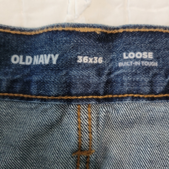 Old Navy Loose Fit Built-In Tough Denim Jeans 36x36 NWT Blue 100% Cotton - Picture 6 of 9